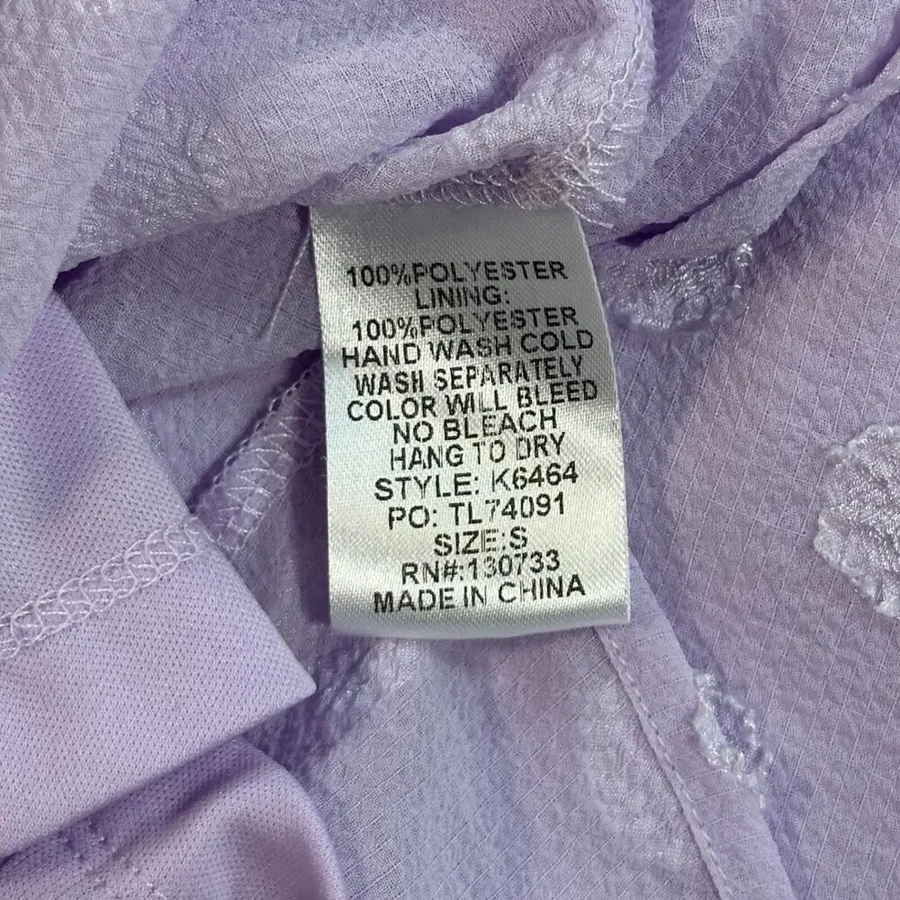 Umgee Lavender Puff Sleeve Blouse Women's Small Polka Dot Lined - Picture 7 of 7